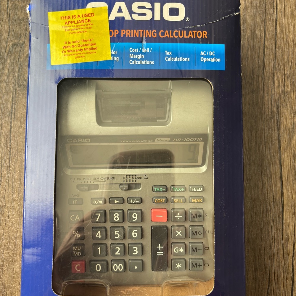 Casio HR-100TM Plus Desktop Printing Calculator Extra Large Display *Works* Read - Picture 7 of 8